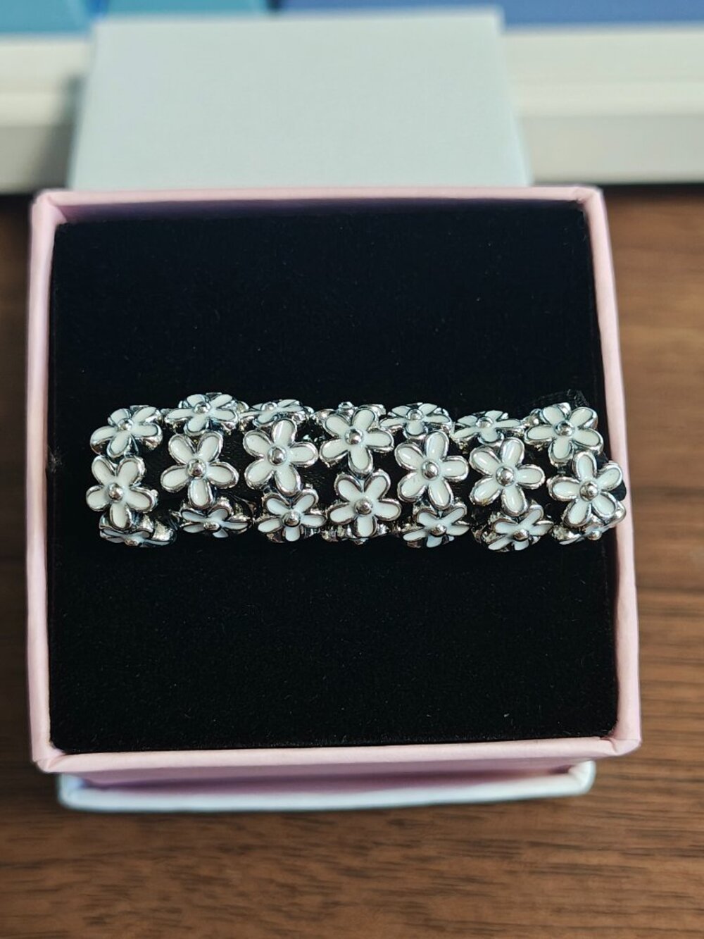 Sterling Silver Darling Daisies Spacer with White Enamel - 791495EN12 Set of 7